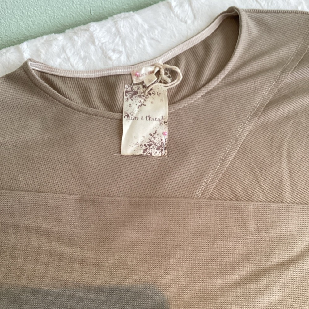 Hem & Thread Womens Long Sleeve Waffle Knit Shirt Size Large Boho New